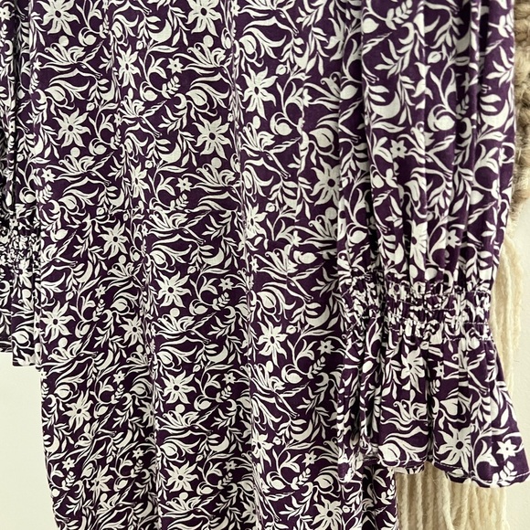 Maje Purple and White Floral Print Bishop Sleeve Sundress - Picture 5 of 14
